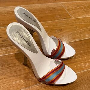 Steve Madden White Heels with Multicolor Straps